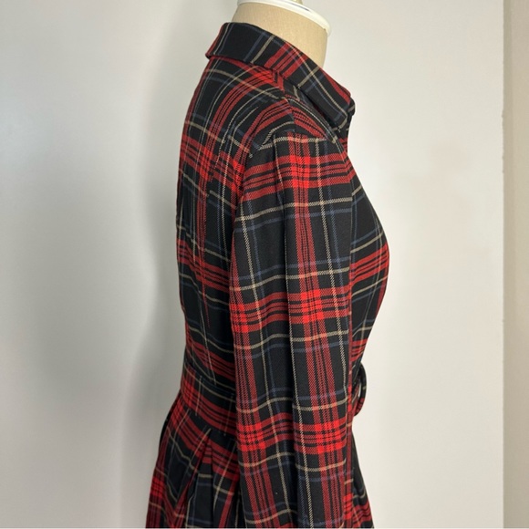 cremieux red plaid belted shirt dress 2 - Picture 10 of 16